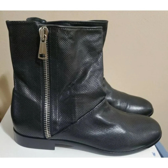 Casadei Shoes - Casadei Black Leather Mesh Look 2 Style Ankle Boot, Sz 40 / IT 10 / US 9.5